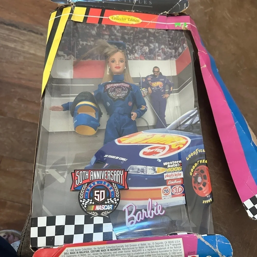 Barbie 50th anniversary NASCAR Racing Driver Barbie- Blue and Yellow